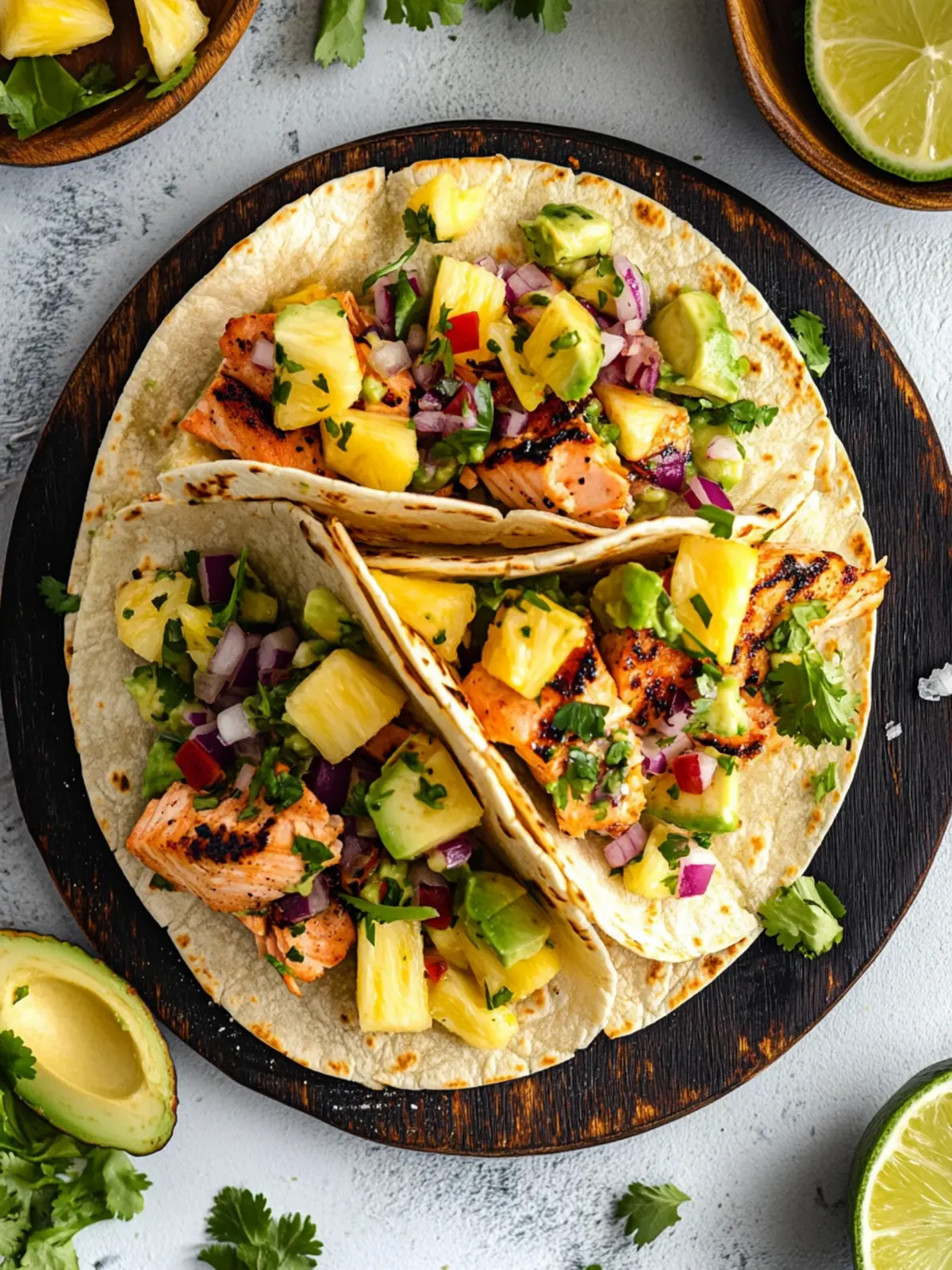 Salmon Tacos with Pineapple Avocado Salsa: A Flavorful Twist 3 Salmon Tacos & Pineapple Avocado Salsa