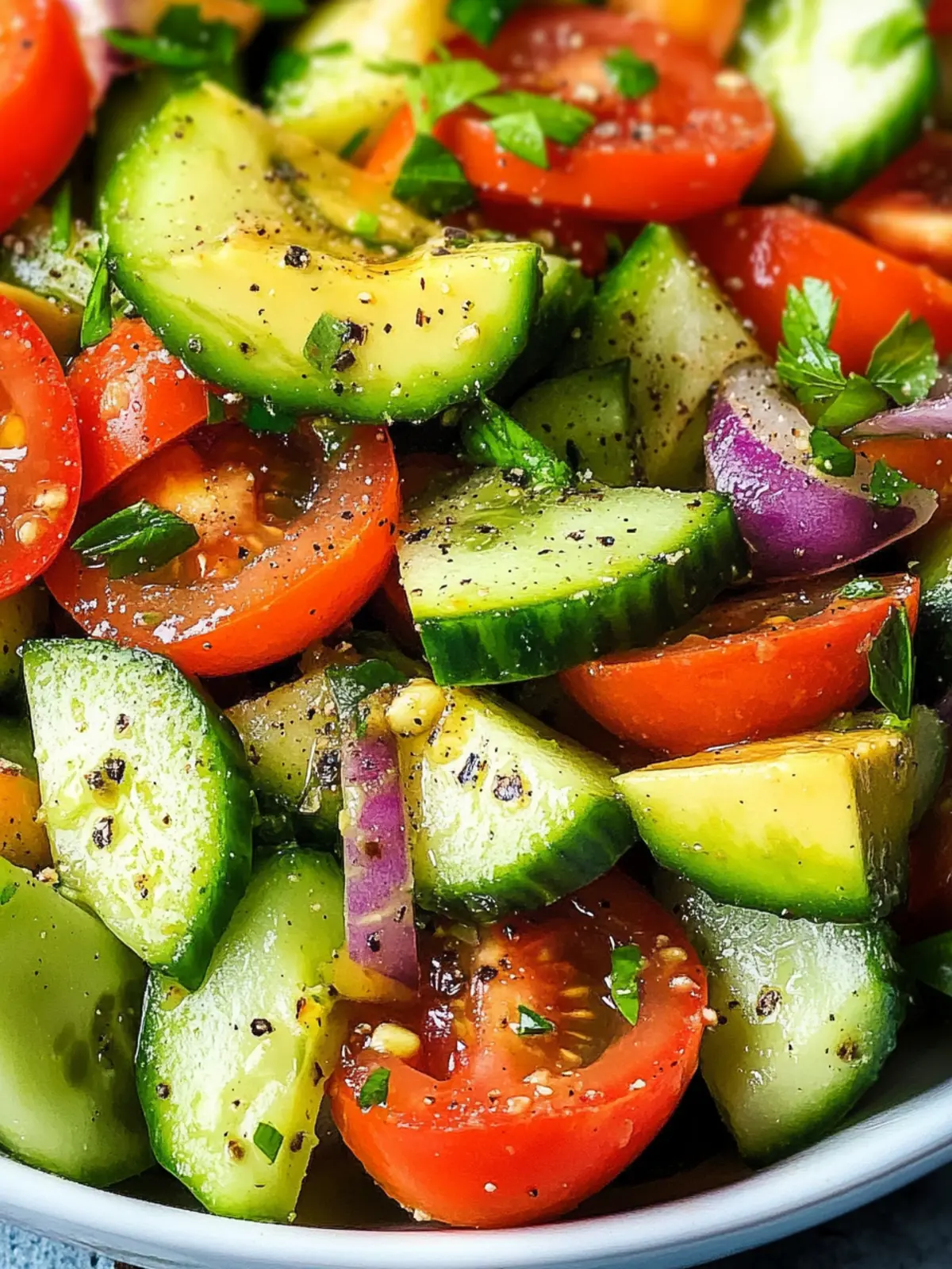 Zesty Avocado, Tomato & Cucumber Salad for Refreshing Bites 3 Avocado, Tomato & Cucumber Salad