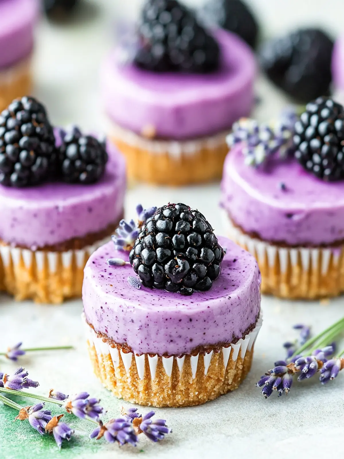 Delicious Mini Blackberry Lavender Cheesecakes to Savor 5 Mini Blackberry Lavender Cheesecakes