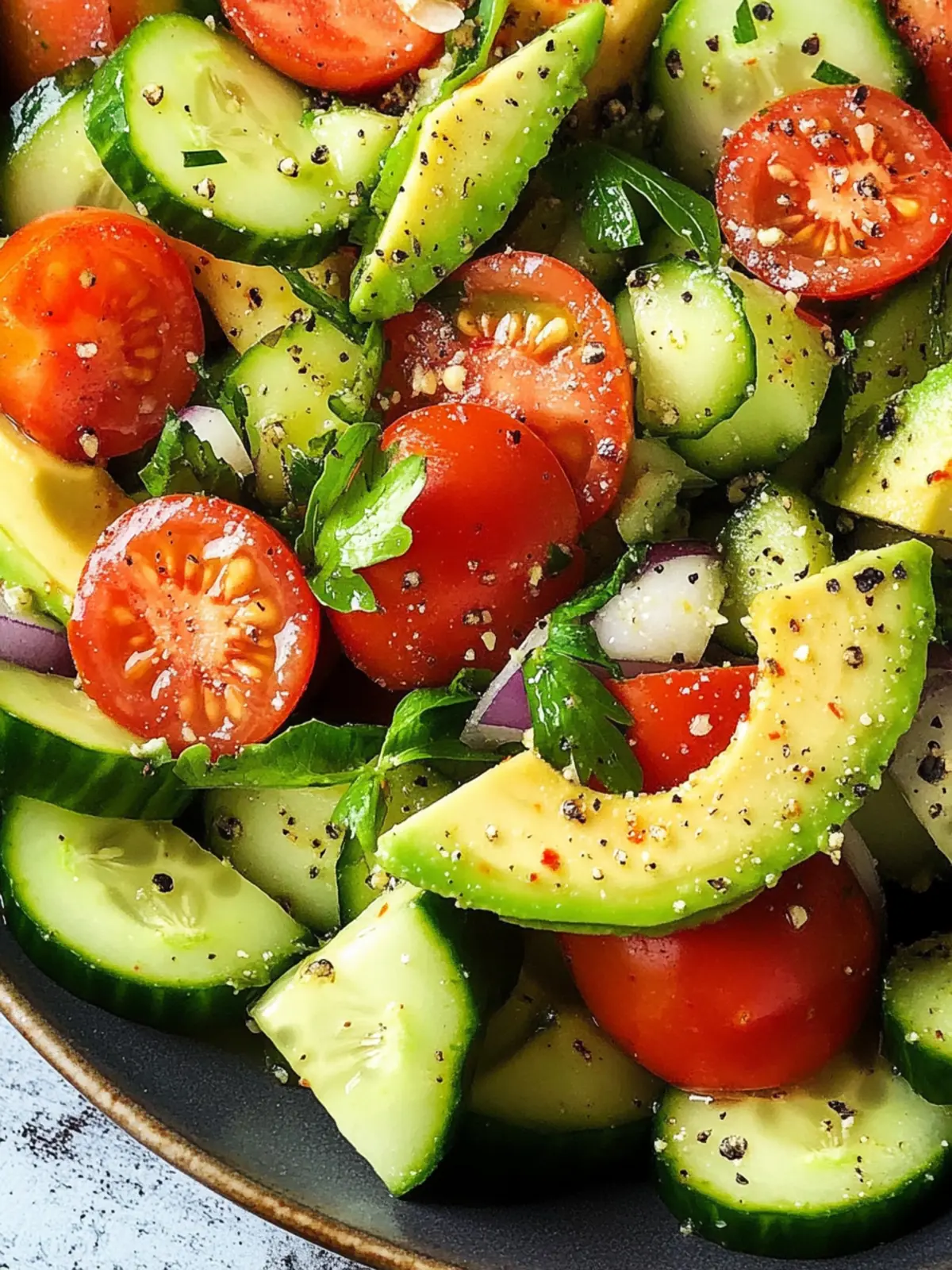 Zesty Avocado, Tomato & Cucumber Salad for Refreshing Bites 2 Avocado, Tomato & Cucumber Salad