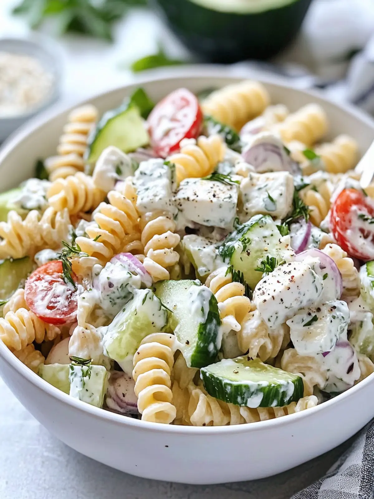 Refreshing Tzatziki Pasta Salad for Your Summer Gatherings 3 Tzatziki Pasta Salad