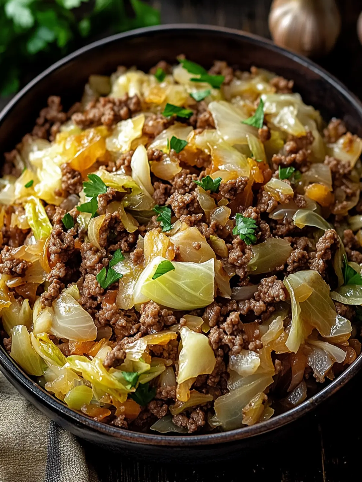 Savory Ground Beef and Chopped Cabbage One-Pot Wonder 4 Ground Beef and Chopped Cabbage
