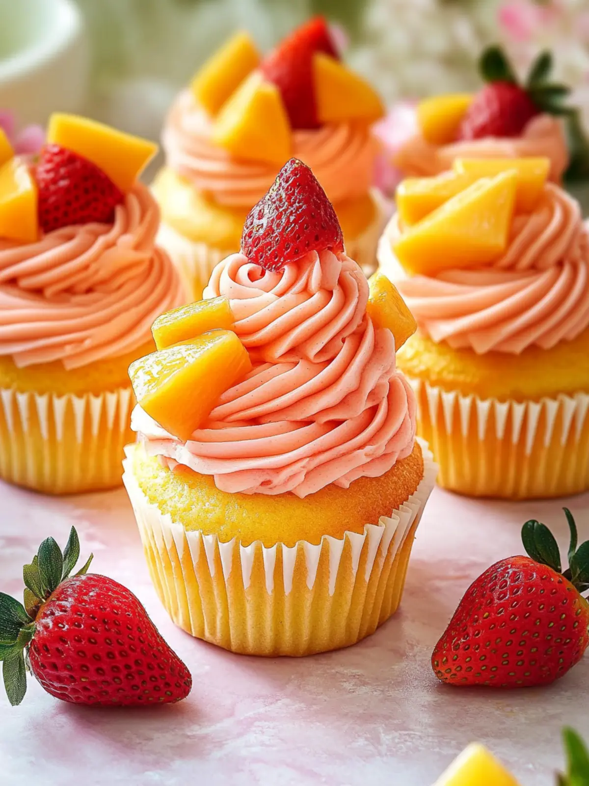 Mango Strawberry Sunset Cupcakes That Bring Summer to Life 2 Mango Strawberry Sunset Cupcakes