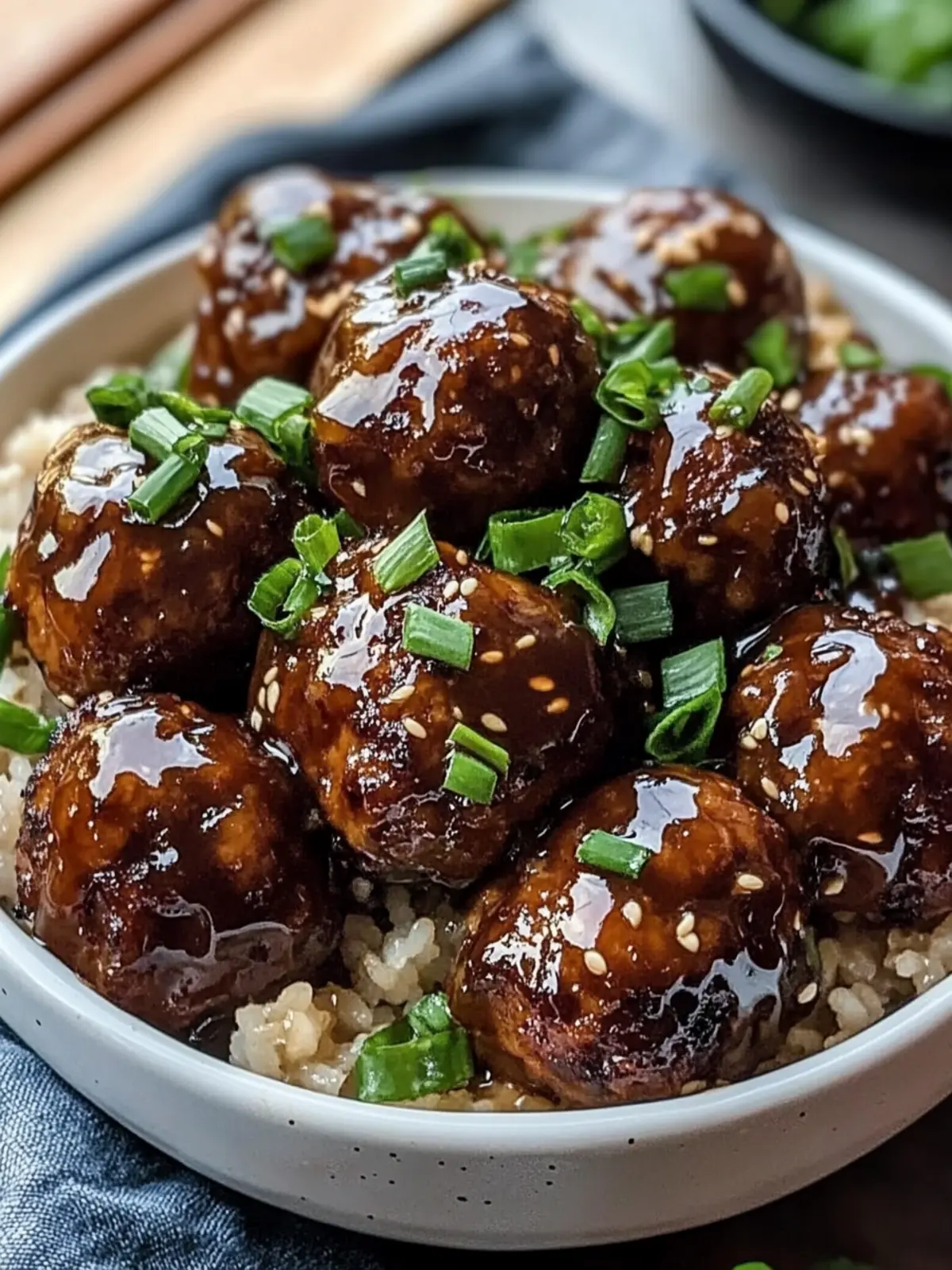 Sticky Hoisin Meatballs with Scallion Sauce You'll Crave 5 Sticky Hoisin Meatballs with Scallion Sauce