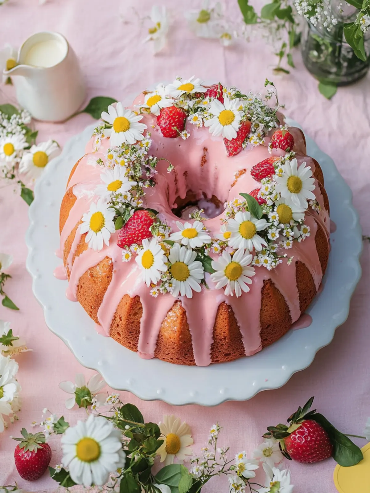 Irresistible Chamomile Bundt Cake with Strawberry Glaze Recipe 3 Chamomile Bundt Cake with Strawberry Glaze