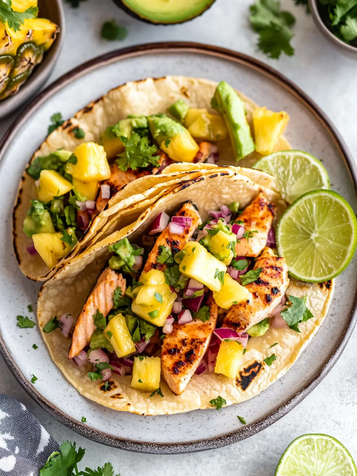 Salmon Tacos with Pineapple Avocado Salsa: A Flavorful Twist 4 Salmon Tacos & Pineapple Avocado Salsa