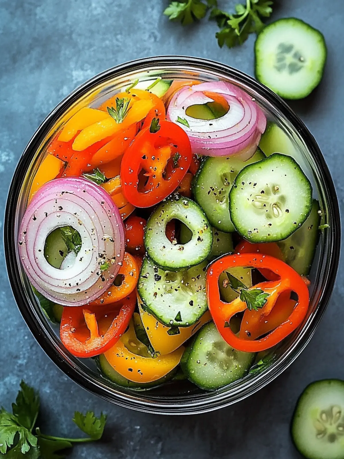 Pickled Cucumber, Onion, and Bell Pepper Salad Bliss in 15 Minutes 3 Pickled Cucumber, Onion, and Bell Pepper Salad Bliss