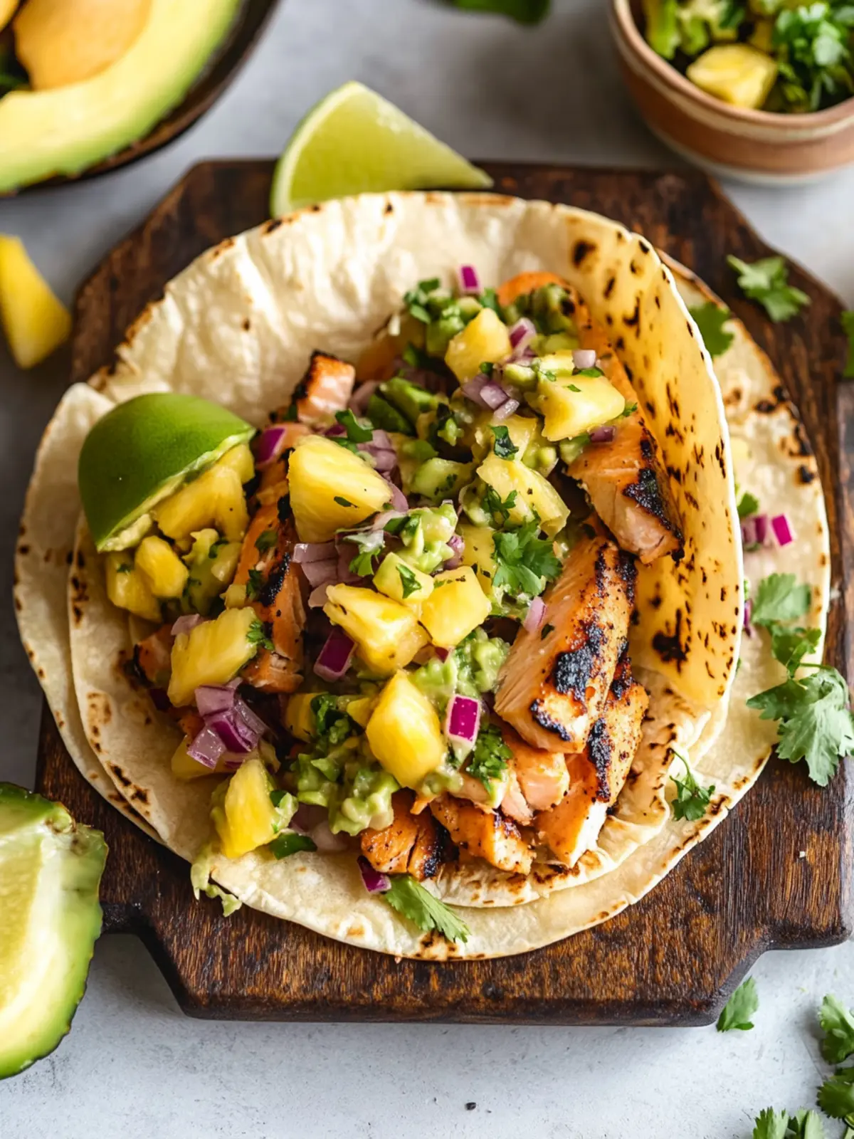 Salmon Tacos with Pineapple Avocado Salsa: A Flavorful Twist 2 Salmon Tacos & Pineapple Avocado Salsa