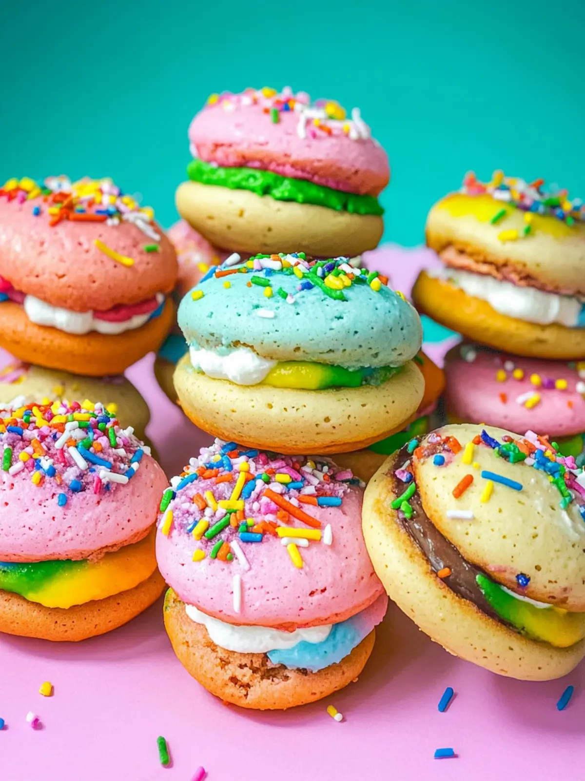 Unleash Joy with Rainbow Whoopie Pies That Dazzle! 4 Rainbow Whoopie Pies