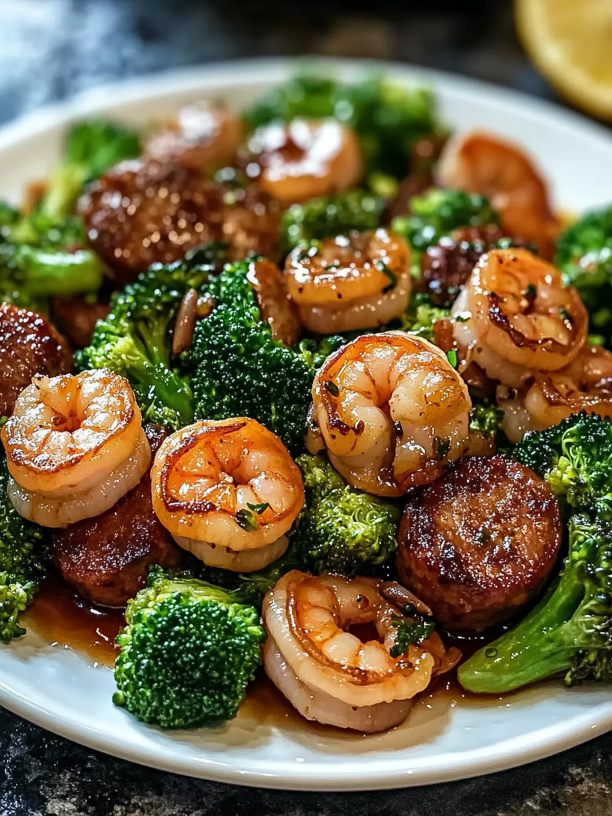 Satisfy Your Cravings with Honey Garlic Shrimp, Sausage & Broccoli 2 Honey Garlic Shrimp Sausage and Broccoli