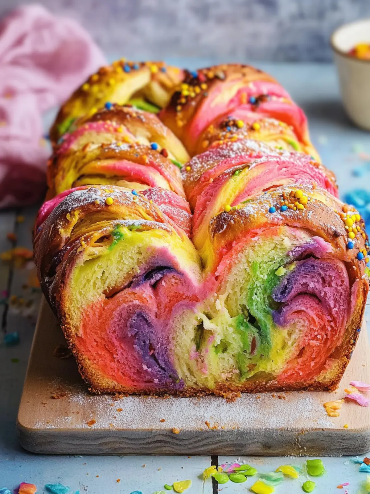 Vibrant Rainbow Babka with Hazelnut & White Chocolate Delight 3 Rainbow Babka