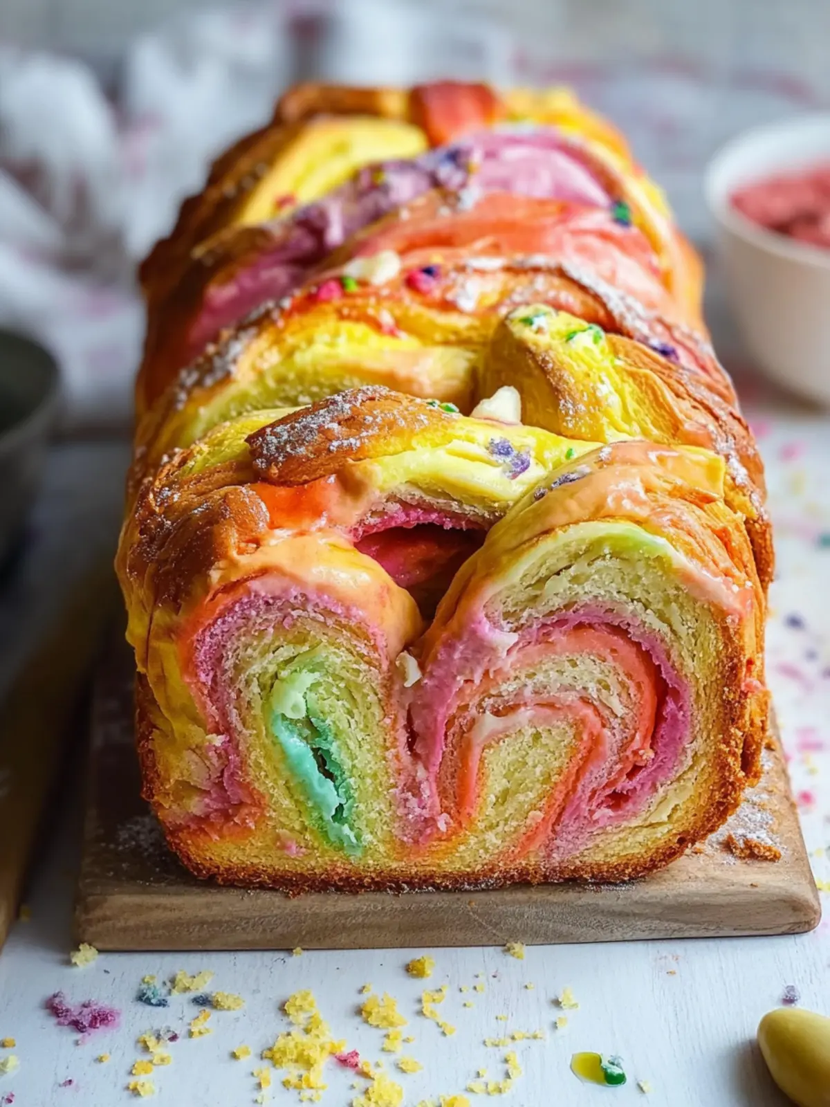 Vibrant Rainbow Babka with Hazelnut & White Chocolate Delight 5 Rainbow Babka