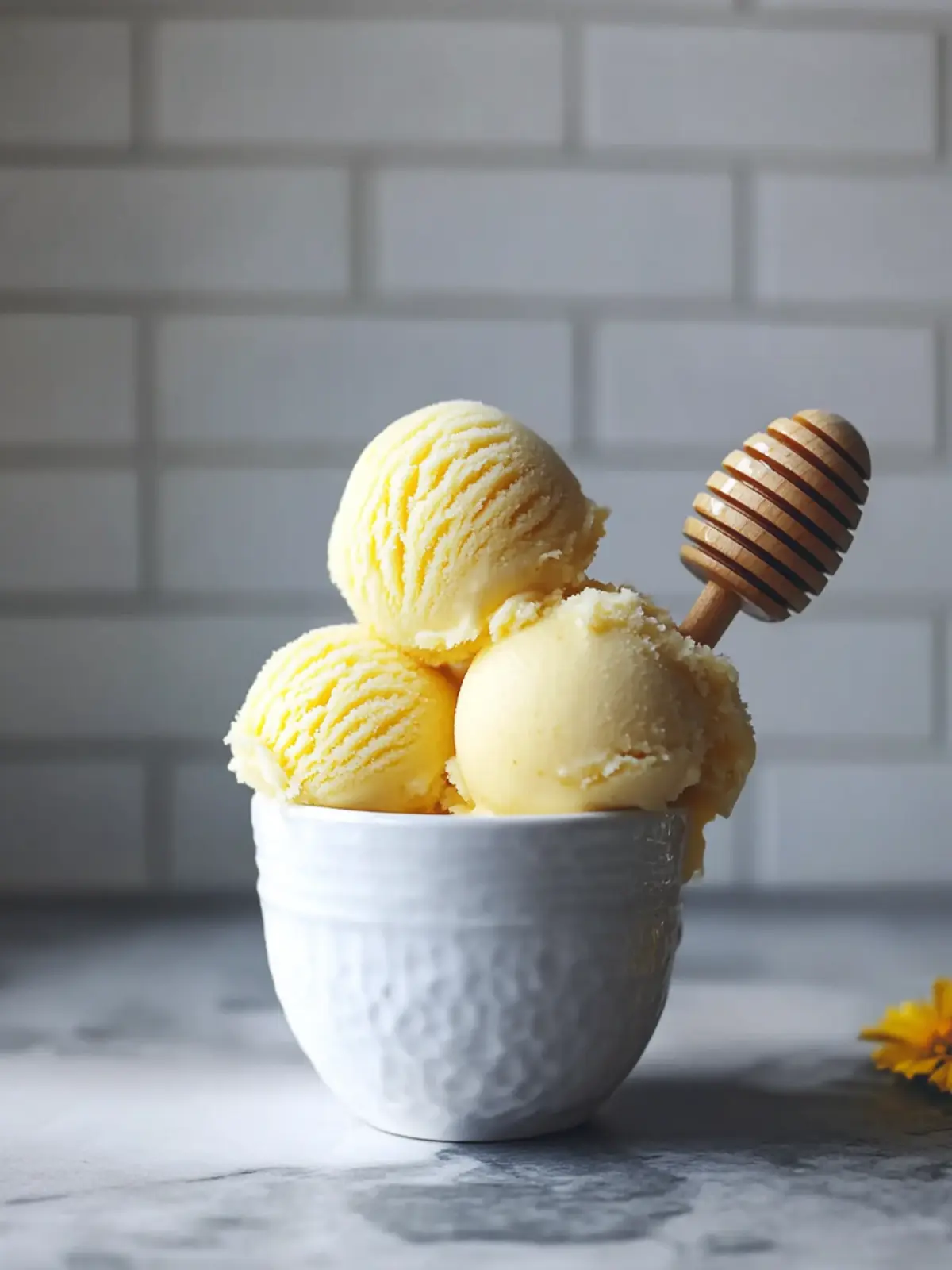 Heavenly Honey Ice Cream with Dandelion Petals Delight 2 Honey Ice Cream