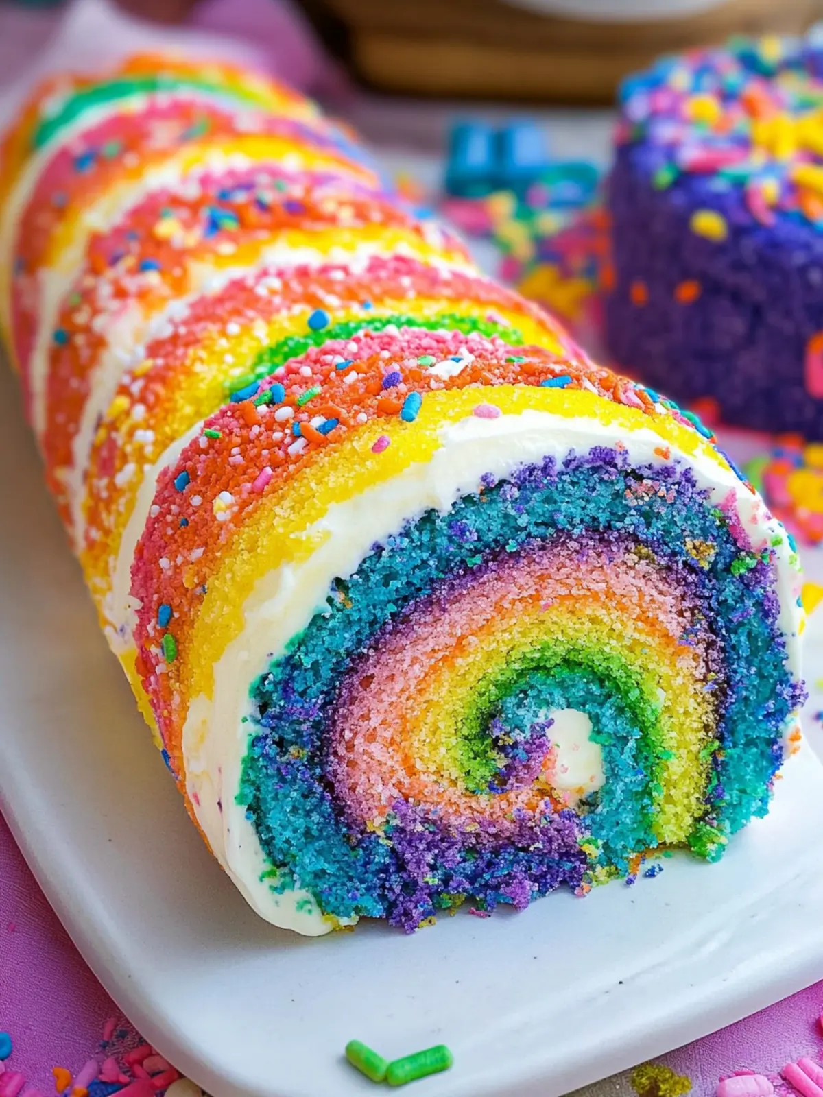 Delightful Rainbow Cake Roll with Funfetti Buttercream Bliss 2 Rainbow Cake Roll