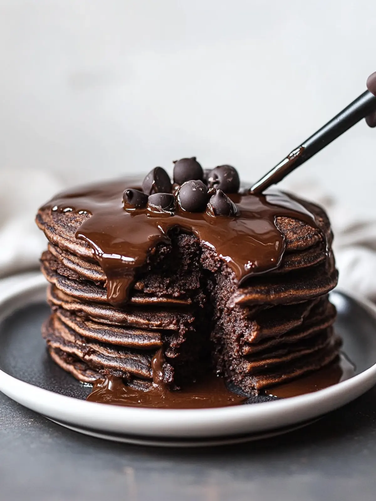 Indulge in Fluffy Chocolate Pancakes with Decadent Ganache 3 Chocolate Pancakes
