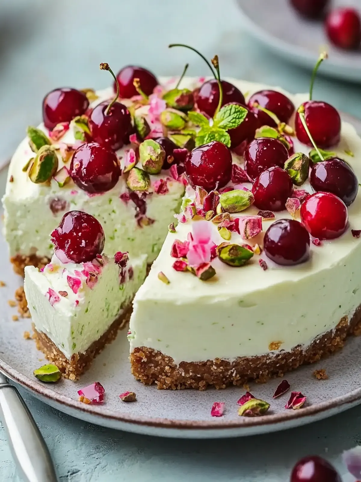 Zesty Lemon-Lime Cherry Pistachio Cheesecake Delight 5 Lemon-Lime Cherry Pistachio Cheesecake