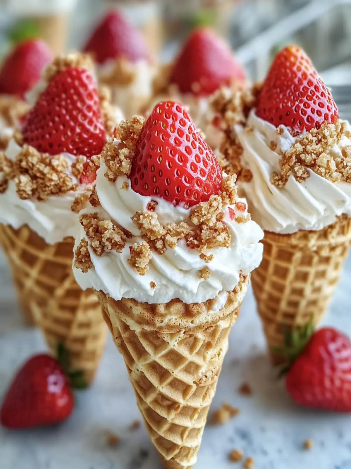 Strawberry Crunch Cheesecake Cones – Your Perfect Summer Treat 2 Strawberry Crunch Cheesecake Cones