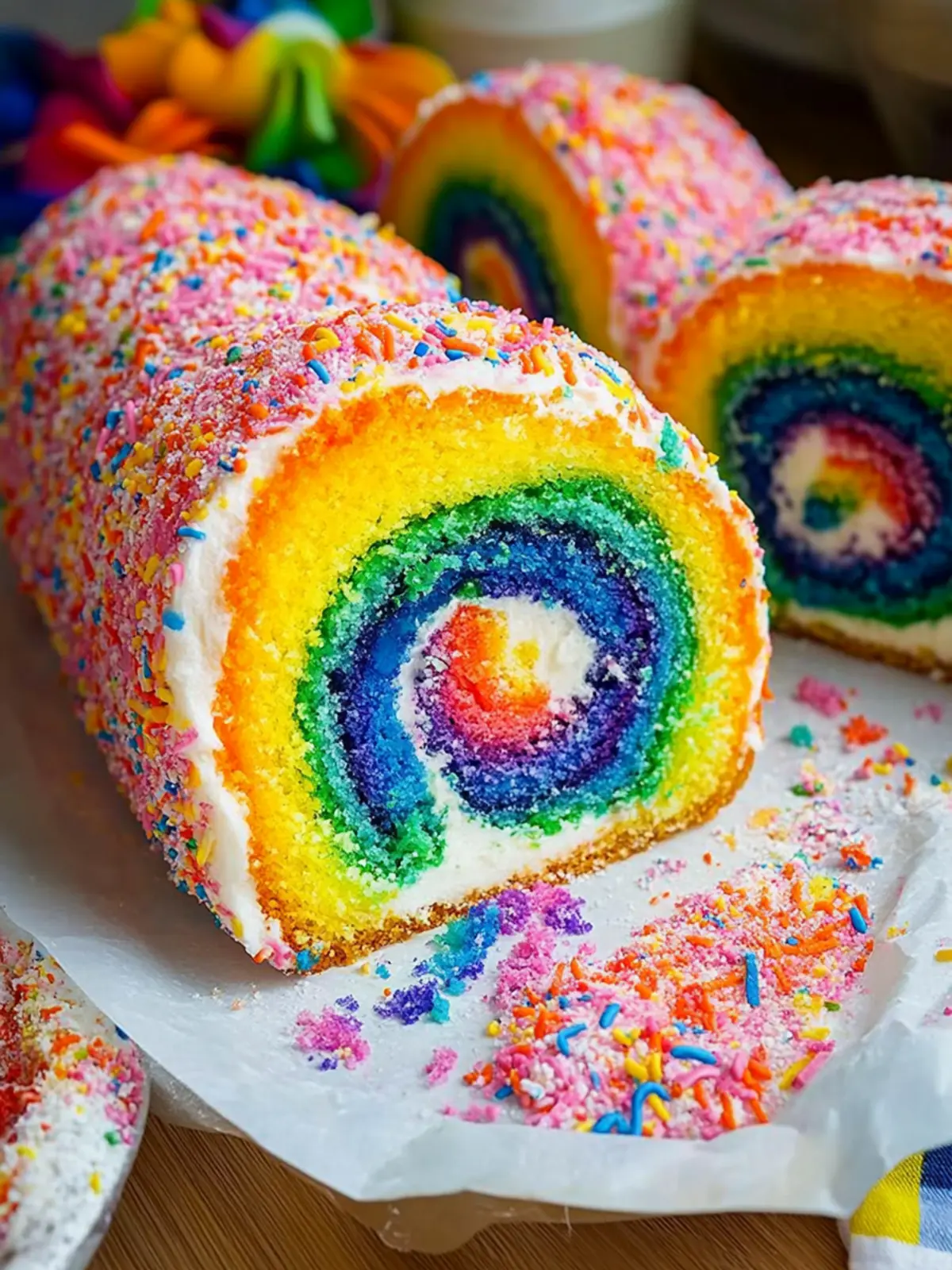 Delightful Rainbow Cake Roll with Funfetti Buttercream Bliss 4 Rainbow Cake Roll