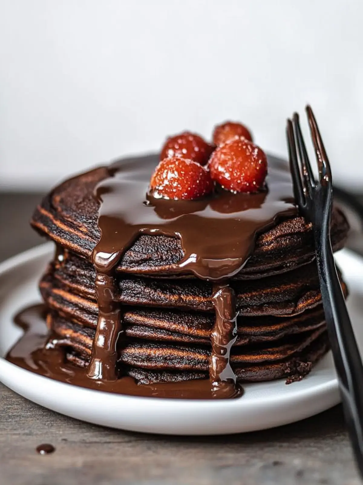 Indulge in Fluffy Chocolate Pancakes with Decadent Ganache 2 Chocolate Pancakes