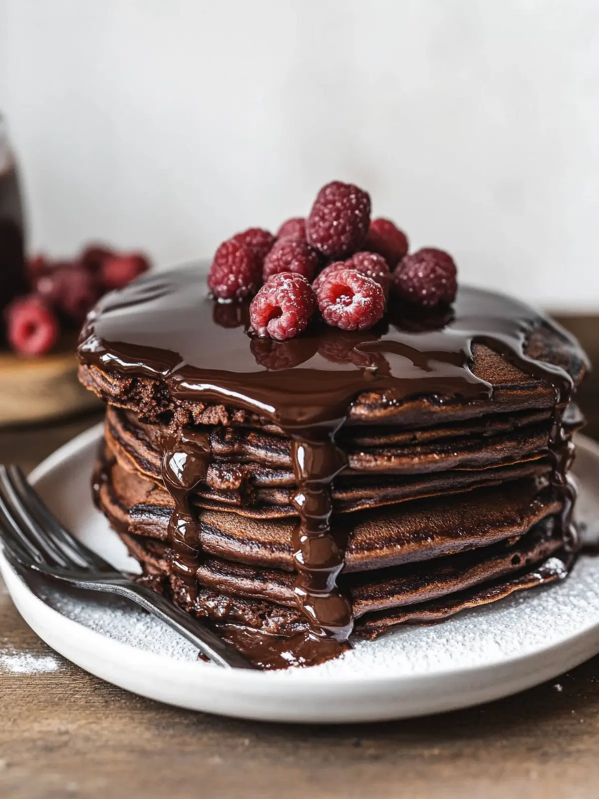 Indulge in Fluffy Chocolate Pancakes with Decadent Ganache 4 Chocolate Pancakes