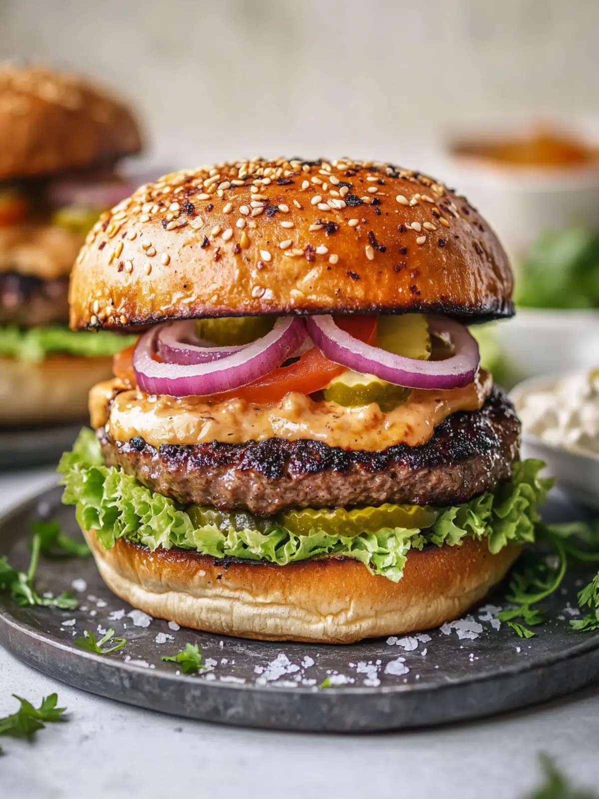 Grilled Burgers with Special Sauce for a Perfect Family Feast 4 Grilled Burgers