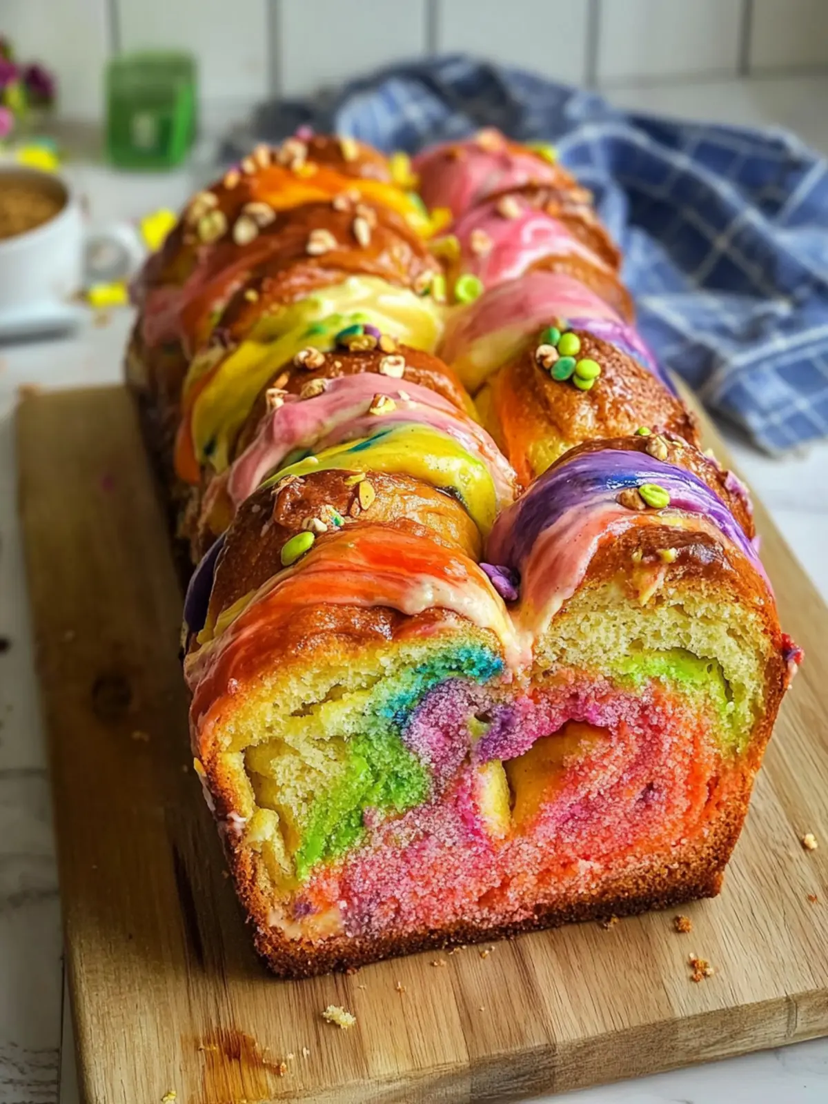 Vibrant Rainbow Babka with Hazelnut & White Chocolate Delight 4 Rainbow Babka