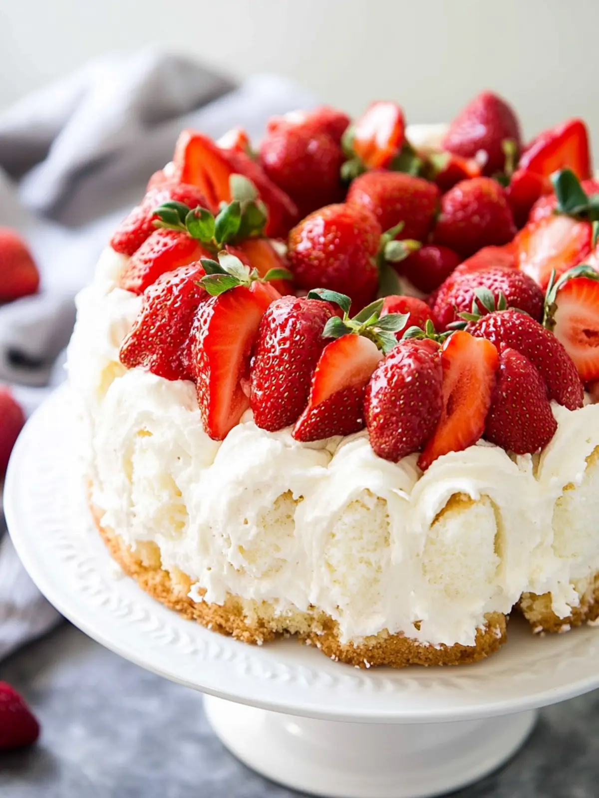 Fluffy Angel Food Cake with Strawberries for Ultimate Delight 5 Angel Food Cake with Strawberries