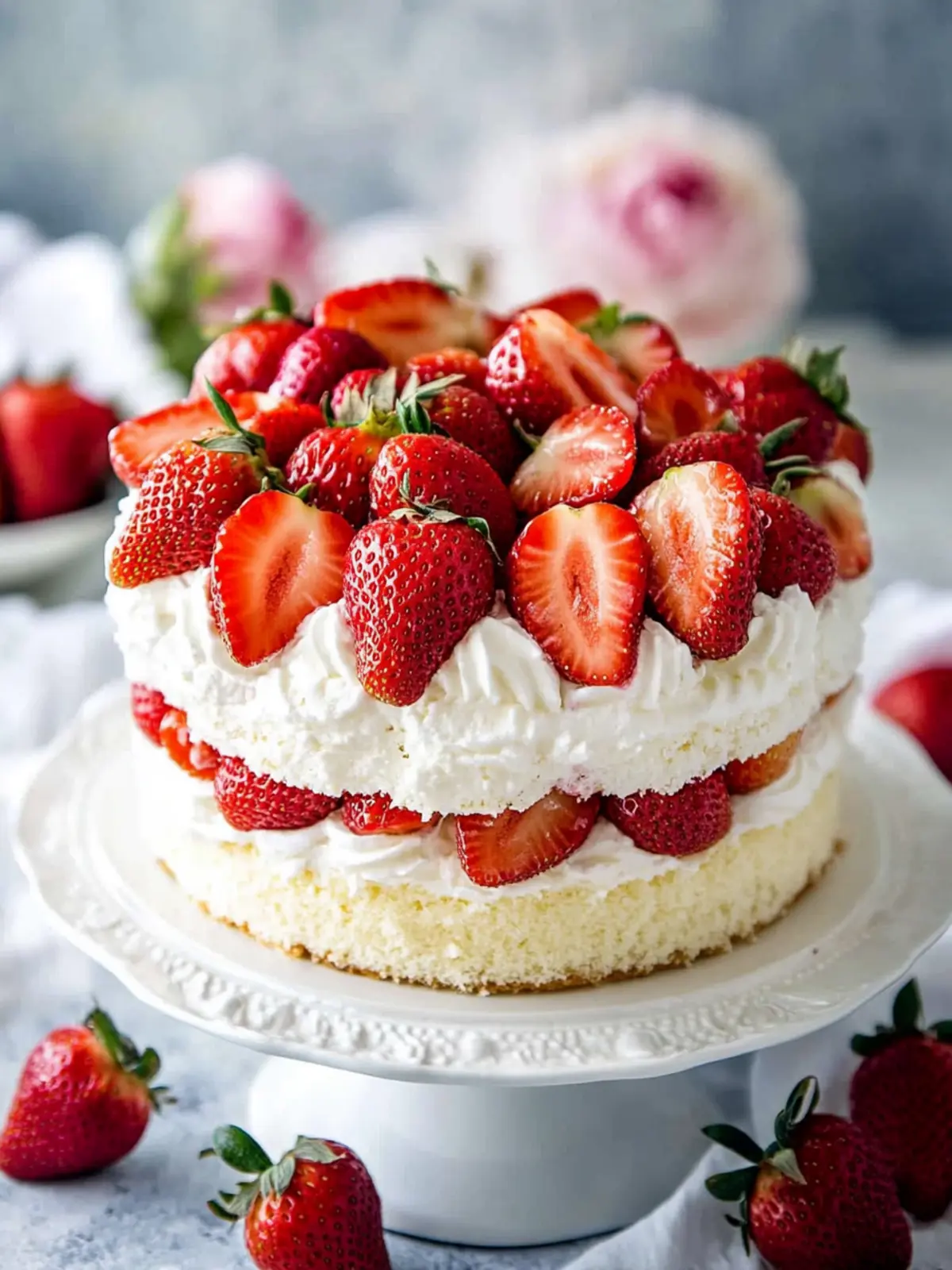 Fluffy Angel Food Cake with Strawberries for Ultimate Delight 3 Angel Food Cake with Strawberries