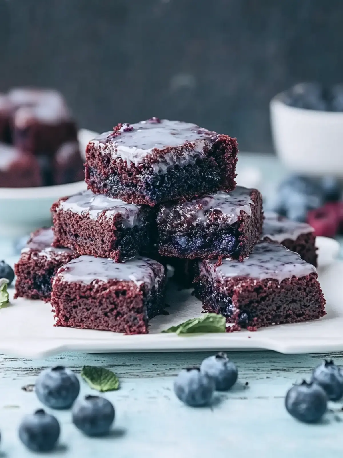 Delicious Glazed Blueberry Brownies You Can't Resist 2 Glazed Blueberry Brownies