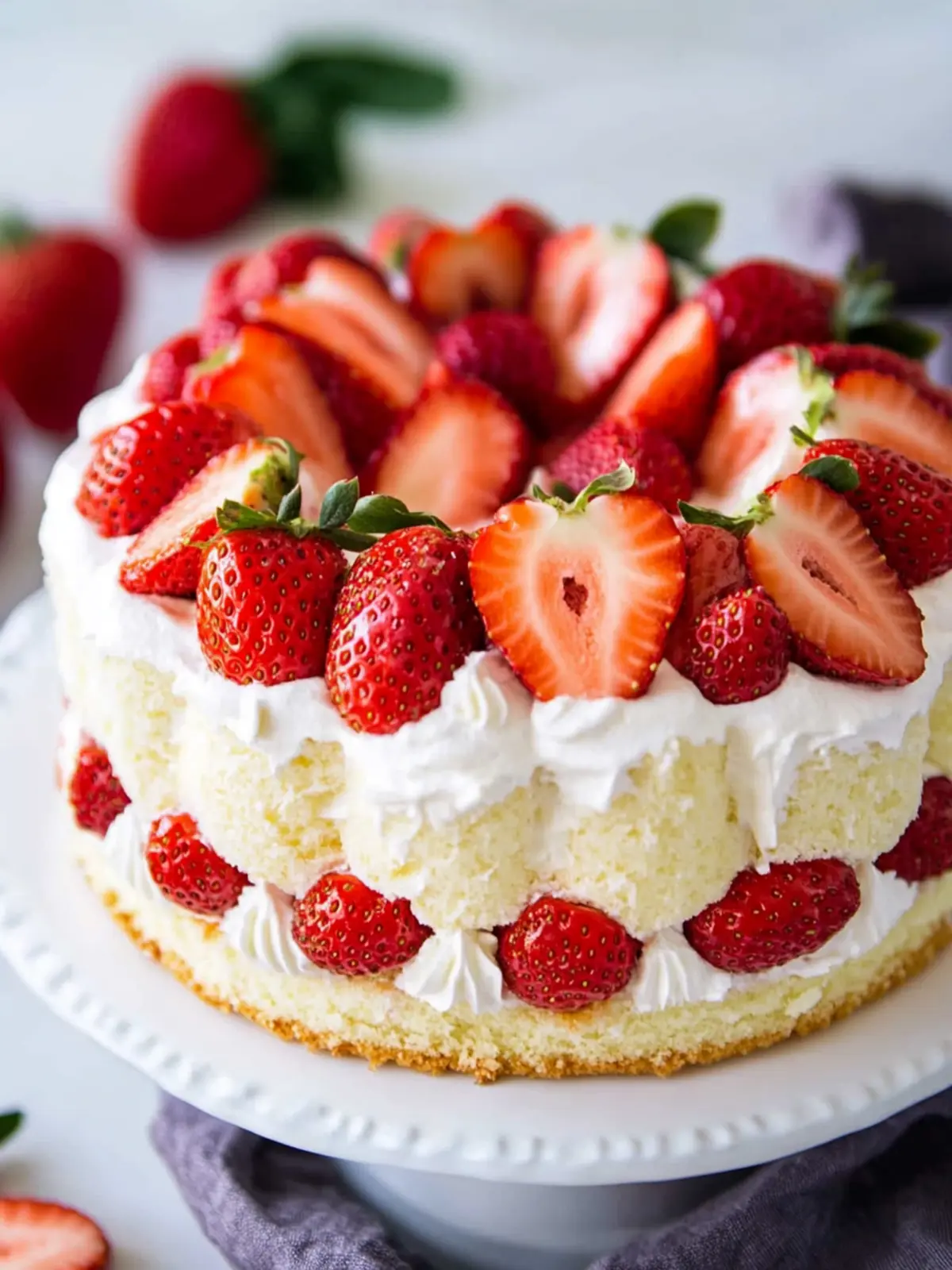 Fluffy Angel Food Cake with Strawberries for Ultimate Delight 2 Angel Food Cake with Strawberries